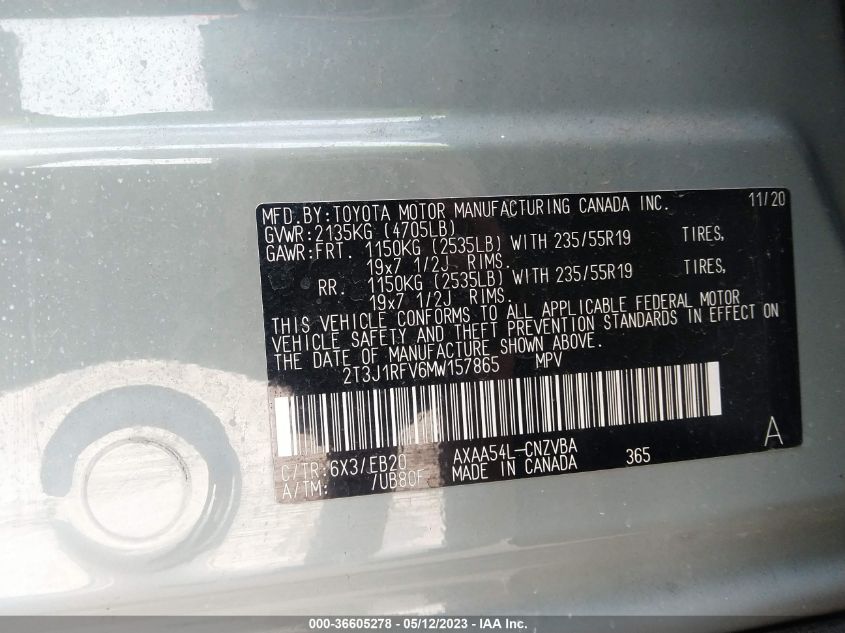 2021 TOYOTA RAV4 ADVENTURE - 2T3J1RFV6MW157865