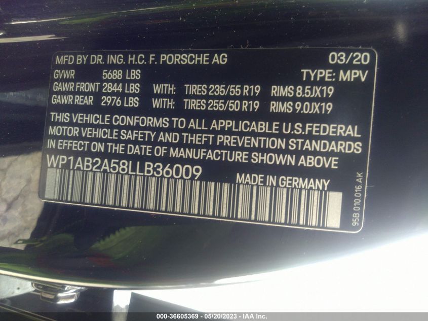 2020 PORSCHE MACAN S - WP1AB2A58LLB36009