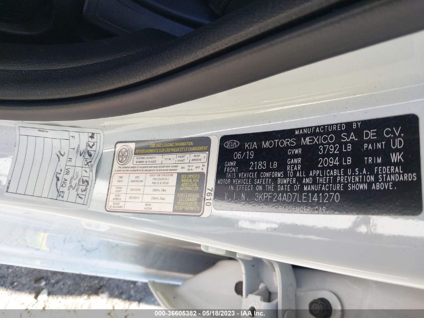 2020 KIA FORTE LXS - 3KPF24AD7LE141270