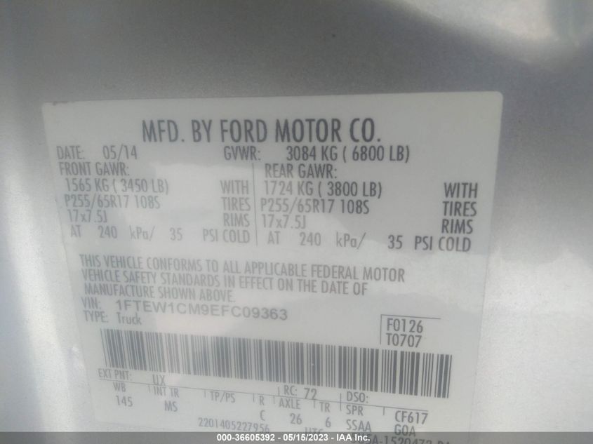 2014 FORD F-150 XL/STX/XLT - 1FTEW1CM9EFC09363