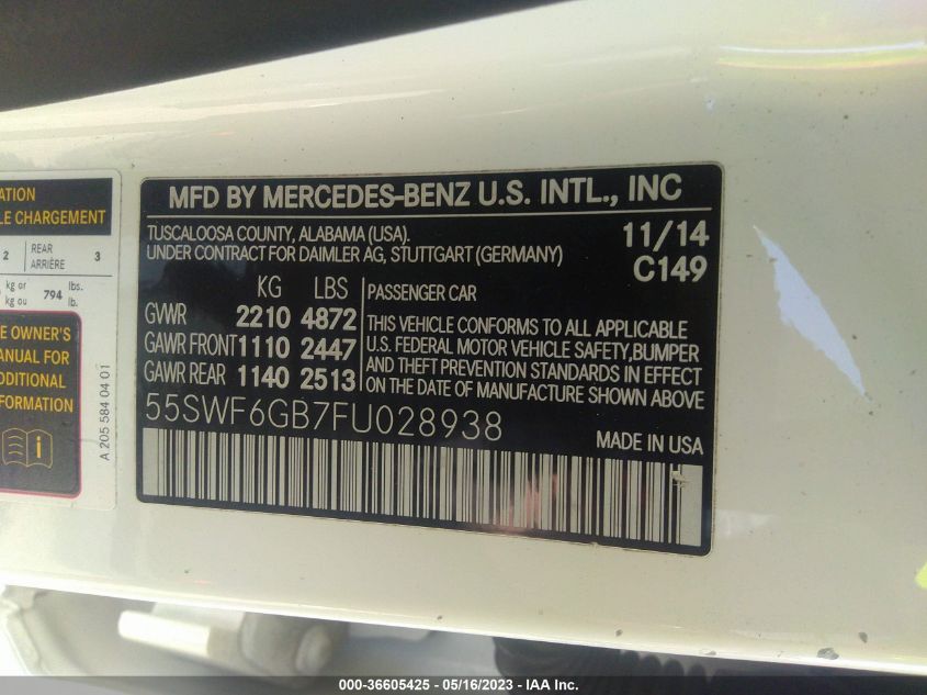 2015 MERCEDES-BENZ C-CLASS C 400 - 55SWF6GB7FU028938