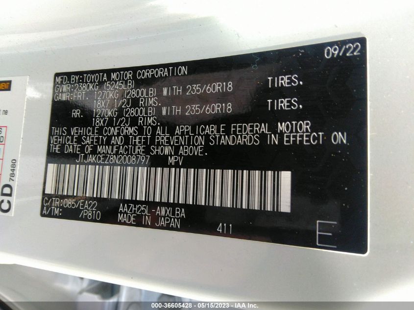 2022 LEXUS NX NX 350H - JTJAKCEZ8N2008797