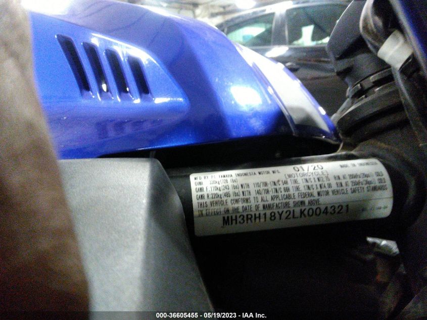 2020 YAMAHA YZFR3 A MH3RH18Y2LK004321