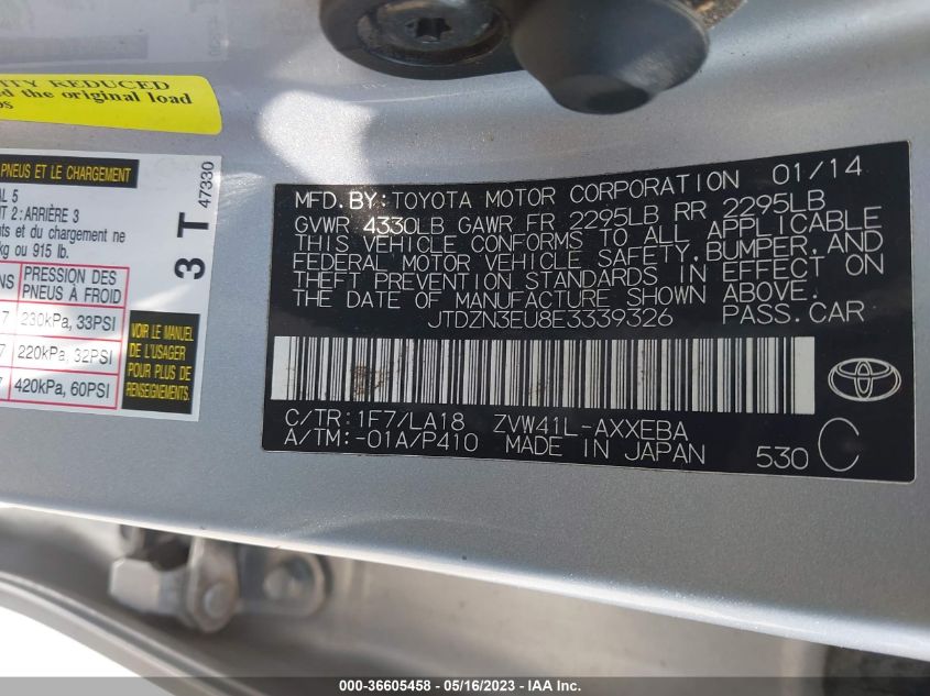 2014 TOYOTA PRIUS V TWO/THREE/FIVE - JTDZN3EU8E3339326