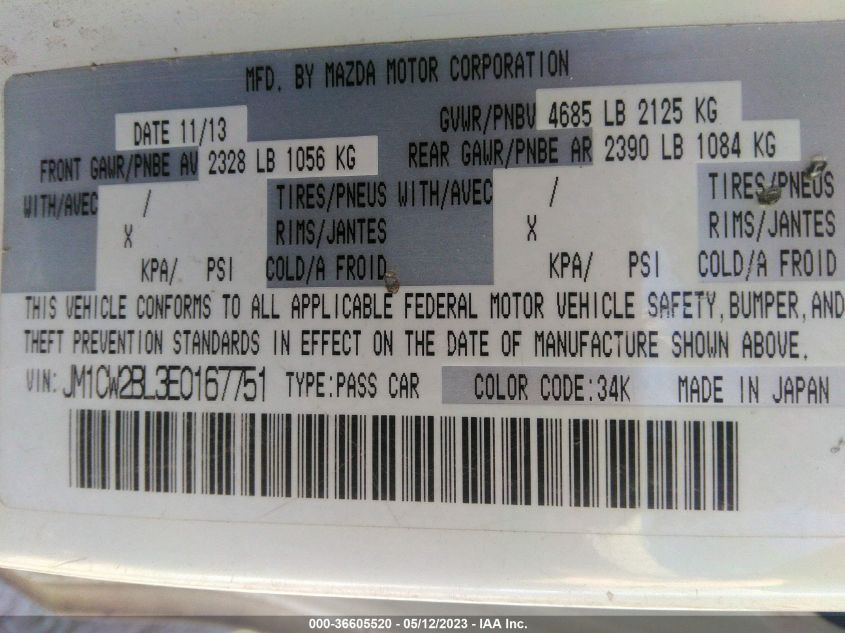 2014 MAZDA MAZDA5 SPORT - JM1CW2BL3E0167751