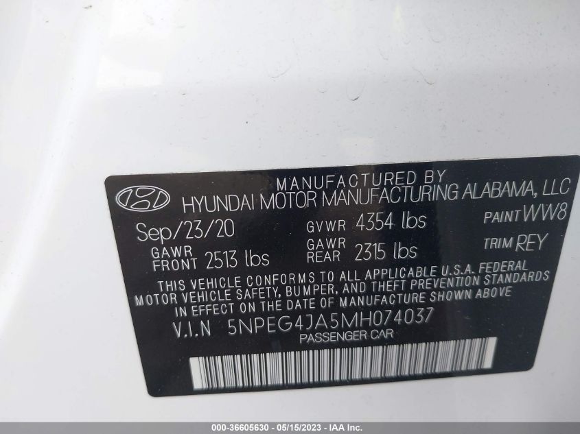 2021 HYUNDAI SONATA SE - 5NPEG4JA5MH074037