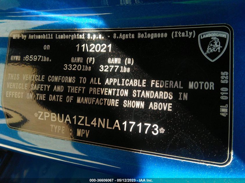 2022 LAMBORGHINI URUS ZPBUA1ZL4NLA17173