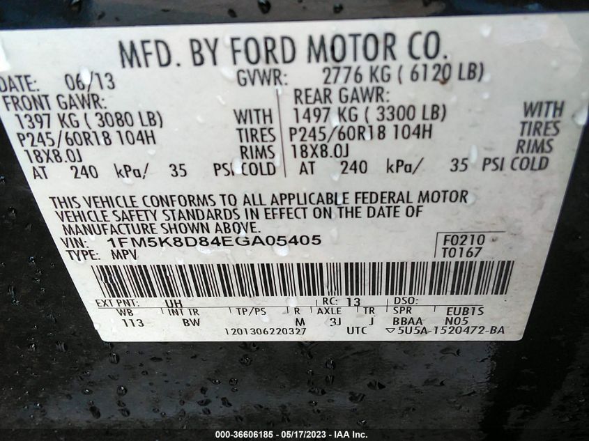 2014 FORD EXPLORER XLT - 1FM5K8D84EGA05405