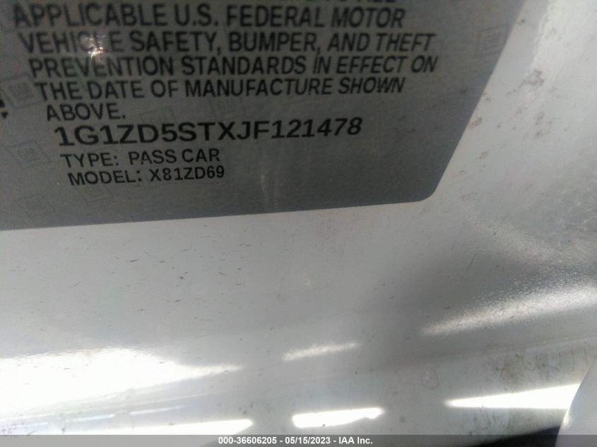 2018 CHEVROLET MALIBU LT - 1G1ZD5STXJF121478