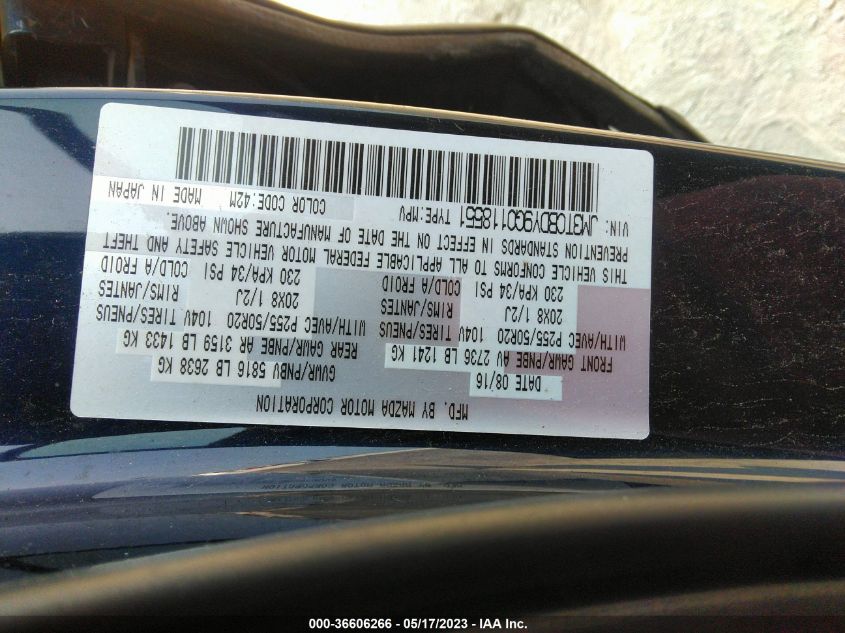 2016 MAZDA CX-9 GRAND TOURING - JM3TCBDY9G0118551