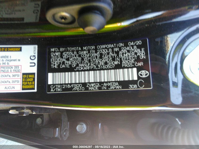 2020 TOYOTA PRIUS PRIME LE/XLE/LIMITED - JTDKARFP7L3160507