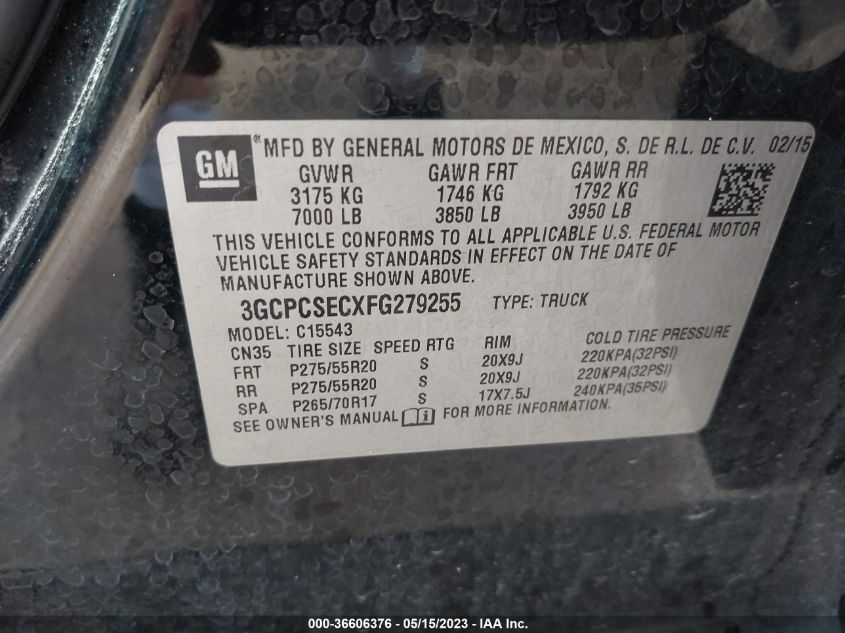 2015 CHEVROLET SILVERADO 1500 LTZ - 3GCPCSECXFG279255