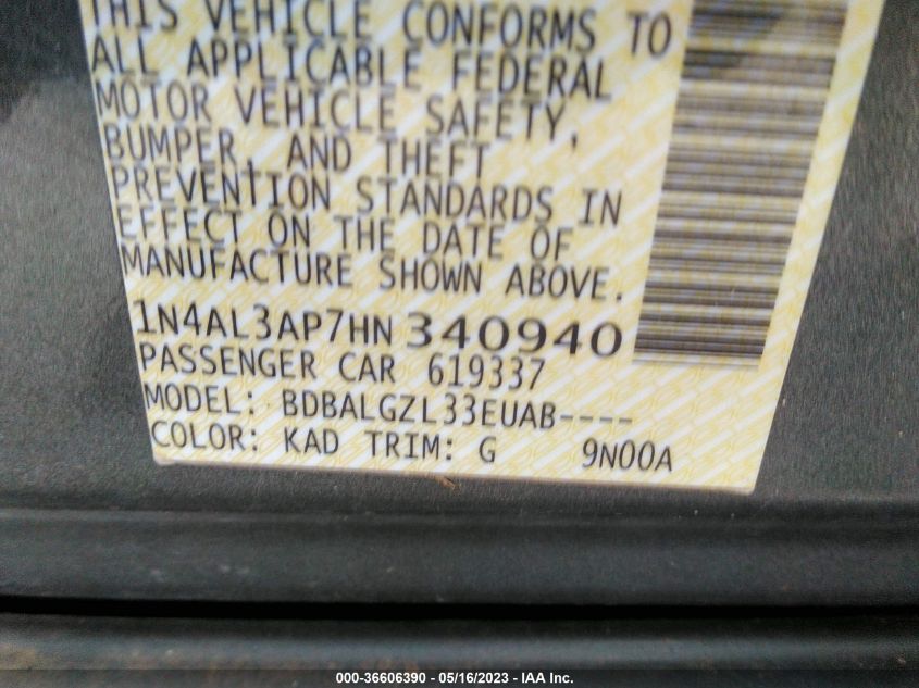 2017 NISSAN ALTIMA 2.5 S - 1N4AL3AP7HN340940