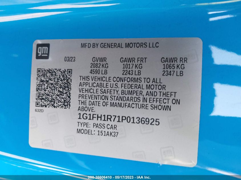 2023 CHEVROLET CAMARO 2SS - 1G1FH1R71P0136925