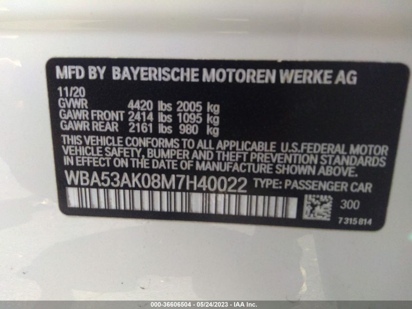 2021 BMW 2 SERIES 228I - WBA53AK08M7H40022