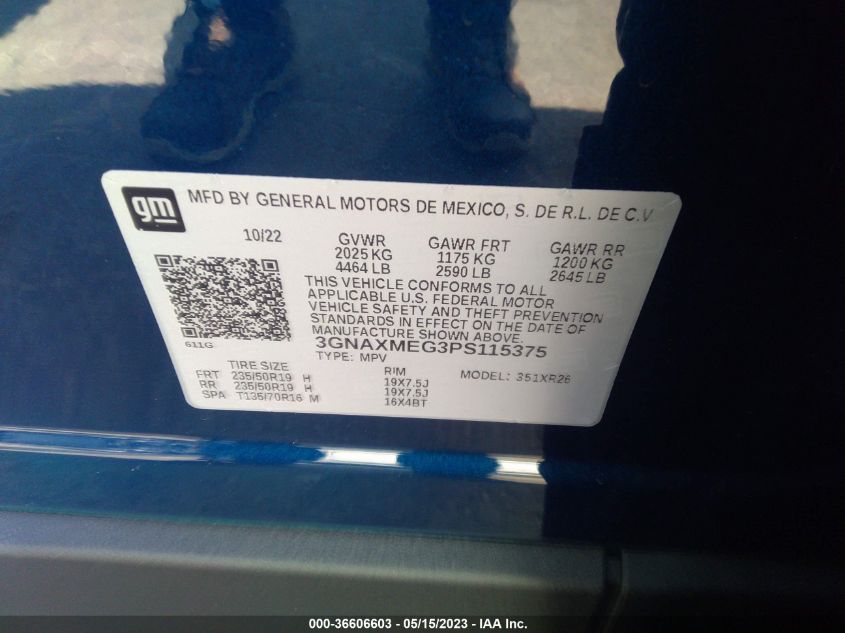 2023 CHEVROLET EQUINOX RS - 3GNAXMEG3PS115375