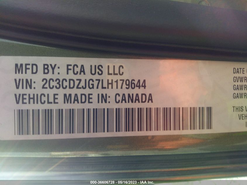 2020 DODGE CHALLENGER GT 50TH ANN. - 2C3CDZJG7LH179644
