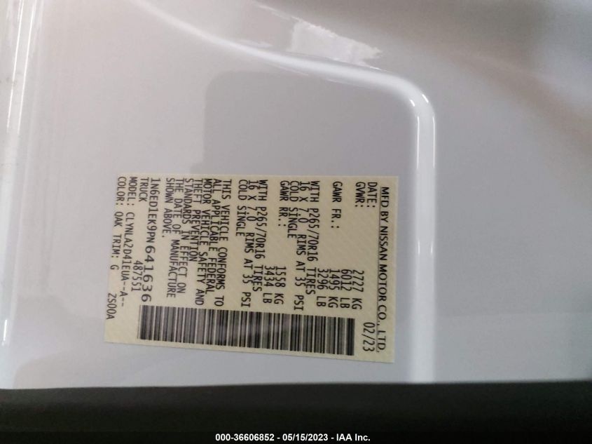 2023 NISSAN FRONTIER S - 1N6ED1EK9PN641636