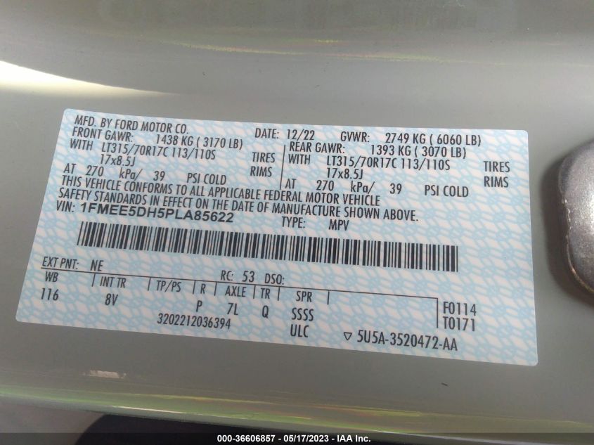 2023 FORD BRONCO BASE/BIG BEND - 1FMEE5DH5PLA85622