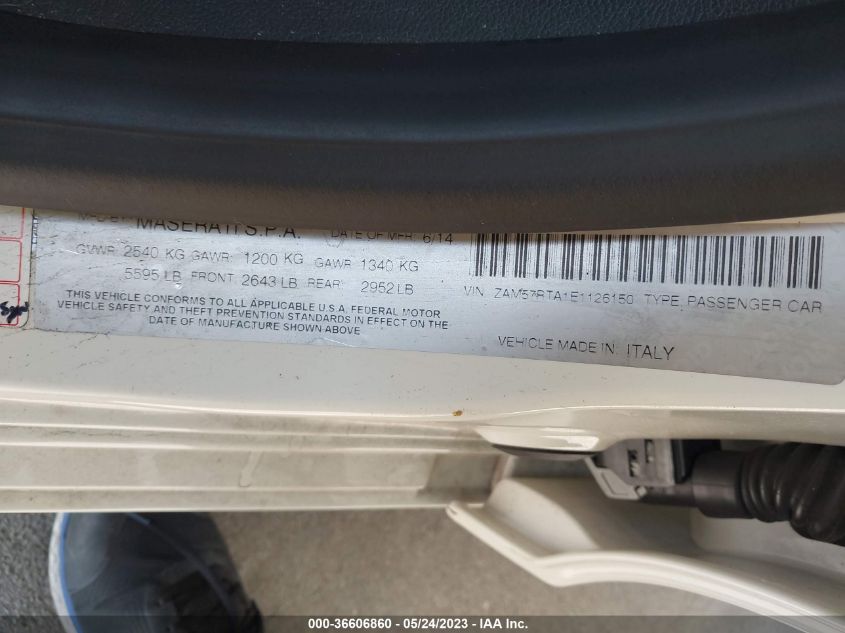 2014 MASERATI GHIBLI S Q4 ZAM57RTA1E1126150