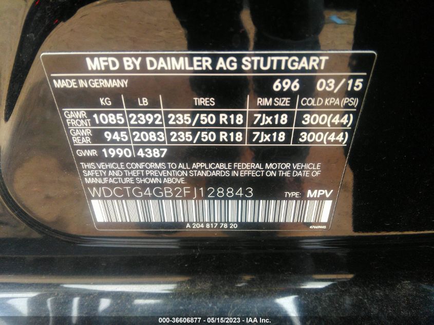 2015 MERCEDES-BENZ GLA-CLASS GLA 250 - WDCTG4GB2FJ128843