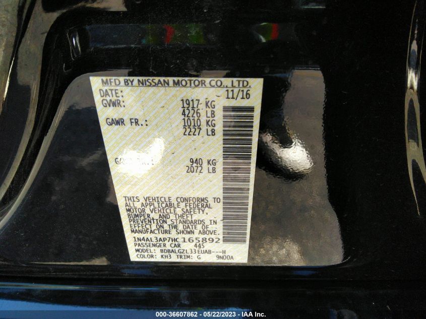 2017 NISSAN ALTIMA 2.5 S - 1N4AL3AP7HC165892