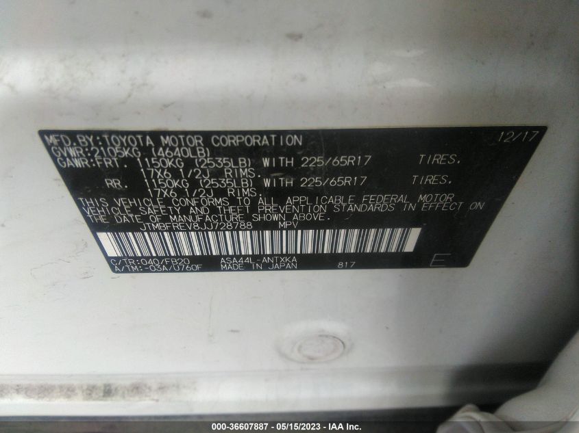 2018 TOYOTA RAV4 LE - JTMBFREV8JJ728788