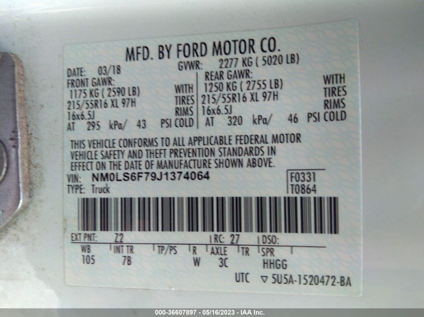 2018 FORD TRANSIT CONNECT VAN XLT NM0LS6F79J1374064
