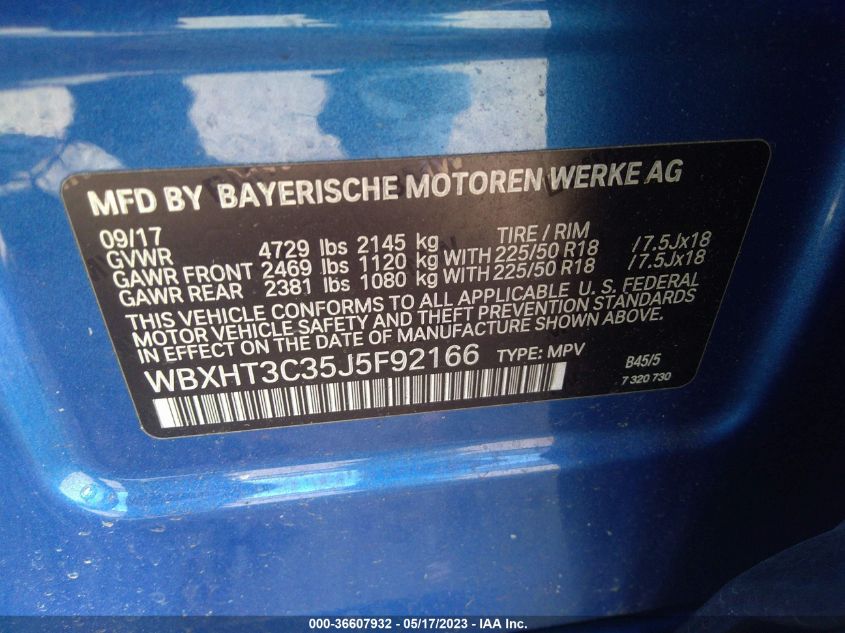 2018 BMW X1 XDRIVE28I - WBXHT3C35J5F92166