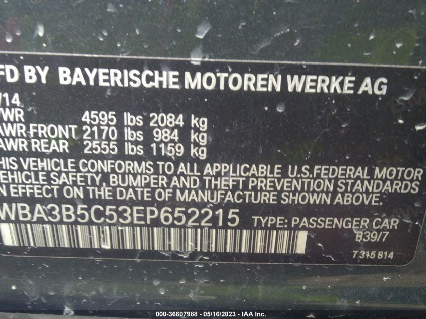 2014 BMW 3 SERIES 328I XDRIVE - WBA3B5C53EP652215