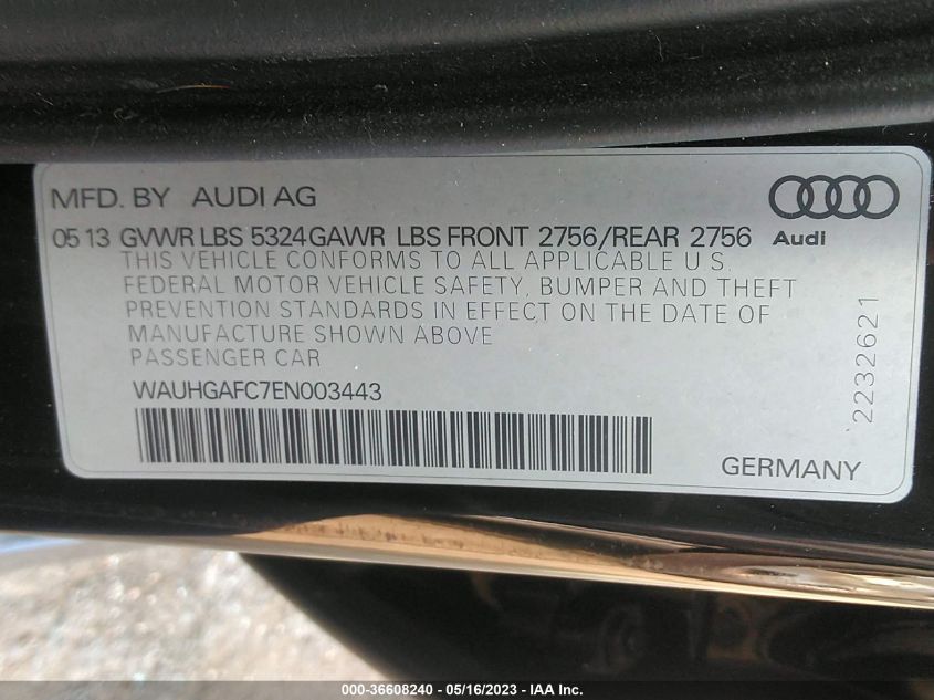 2014 AUDI A6 3.0T PRESTIGE - WAUHGAFC7EN003443