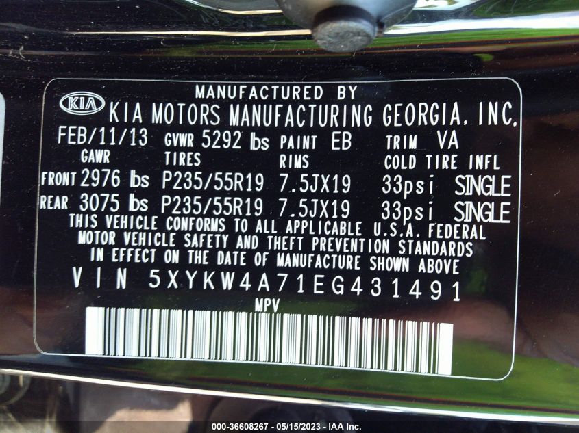 2014 KIA SORENTO SX - 5XYKW4A71EG431491