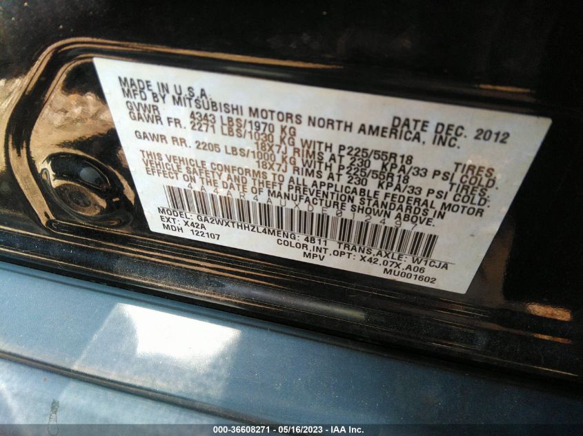 2013 MITSUBISHI OUTLANDER SPORT SE - 4A4AR4AUXDE012497