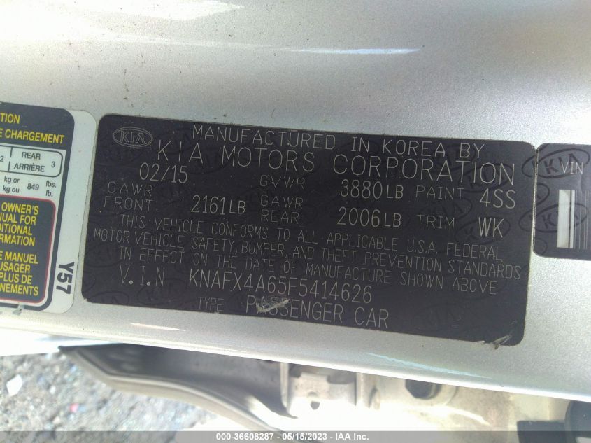 2015 KIA FORTE LX - KNAFX4A65F5414626