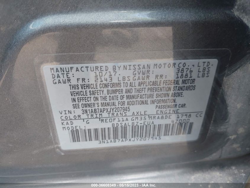 2018 NISSAN SENTRA S - 3N1AB7APXJY207945