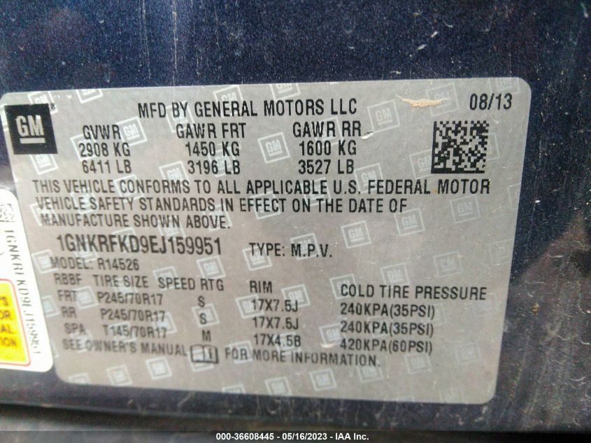 2014 CHEVROLET TRAVERSE LS - 1GNKRFKD9E1159951