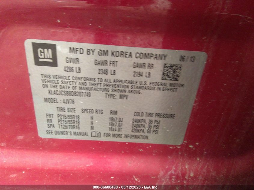 2013 BUICK ENCORE LEATHER - KL4CJCSB8DB207749