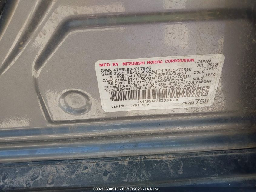 2014 MITSUBISHI OUTLANDER ES - JA4AD2A38EZ010205