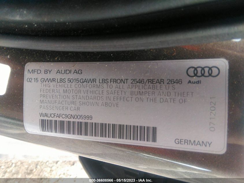 2016 AUDI A6 2.0T PREMIUM - WAUCFAFC9GN005999