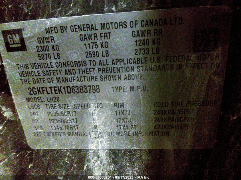 2013 GMC TERRAIN SLE - 2GKFLTEK1D6383798