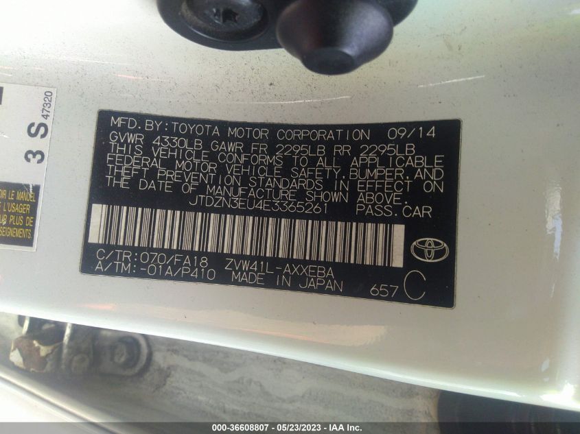 2014 TOYOTA PRIUS V TWO/THREE/FIVE - JTDZN3EU4E3365261