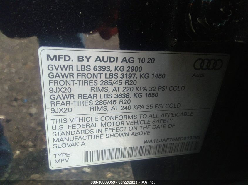 2021 AUDI Q7 PREMIUM PLUS - WA1LJAF75MD019298