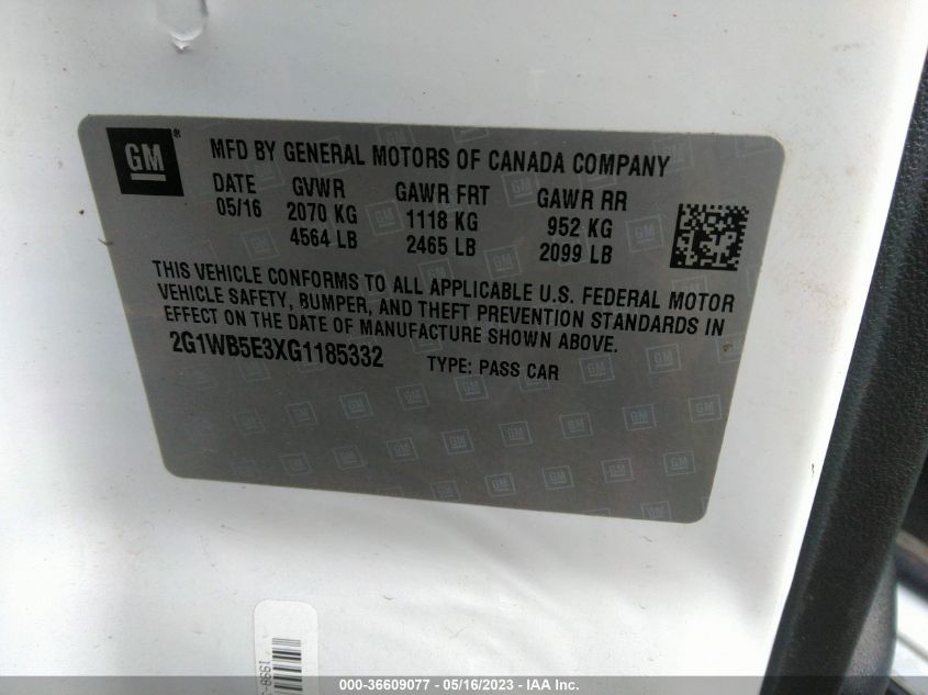 2016 CHEVROLET IMPALA LIMITED LT - 2G1WB5E3XG1185332