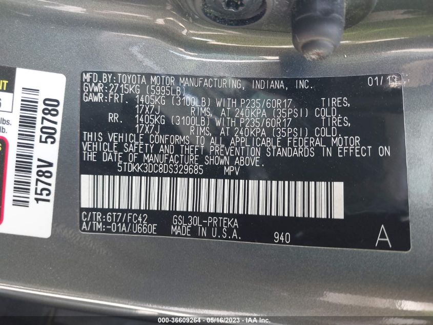 2013 TOYOTA SIENNA LE - 5TDKK3DC8DS329685