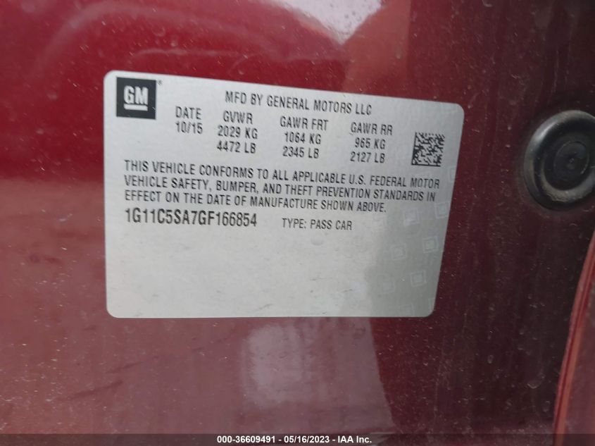 2016 CHEVROLET MALIBU LIMITED LT - 1G11C5SA7GF166854