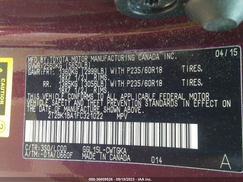 2015 LEXUS RX 350 - 2T2BK1BA1FC321022