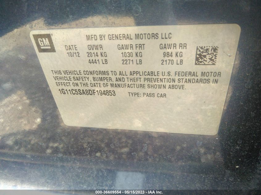 2013 CHEVROLET MALIBU LT - 1G11C5SA8DF194853