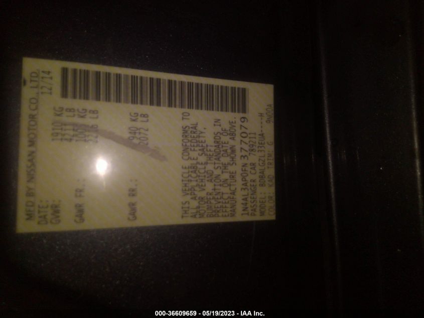 2015 NISSAN ALTIMA 2.5 S - 1N4AL3AP0FN377079