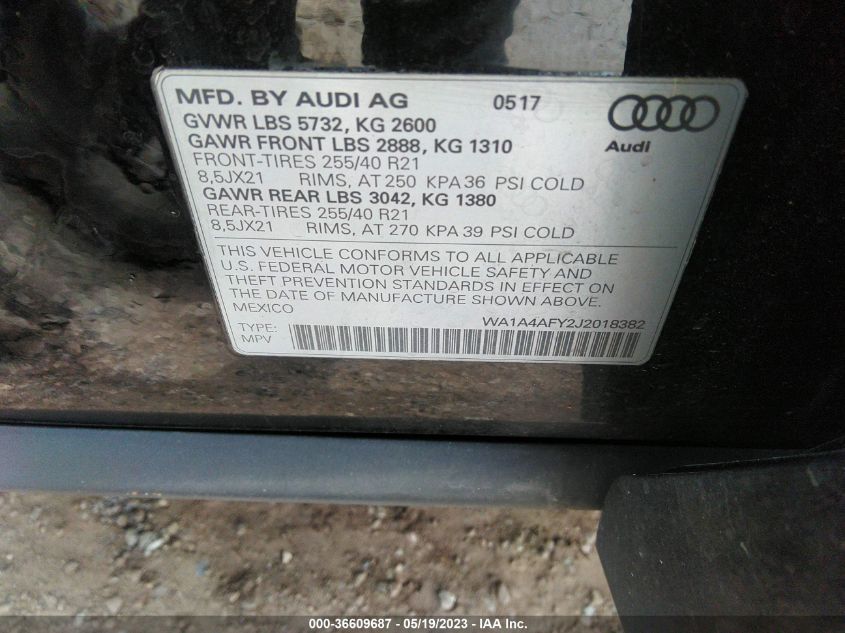2018 AUDI SQ5 PREMIUM PLUS WA1A4AFY2J2018382