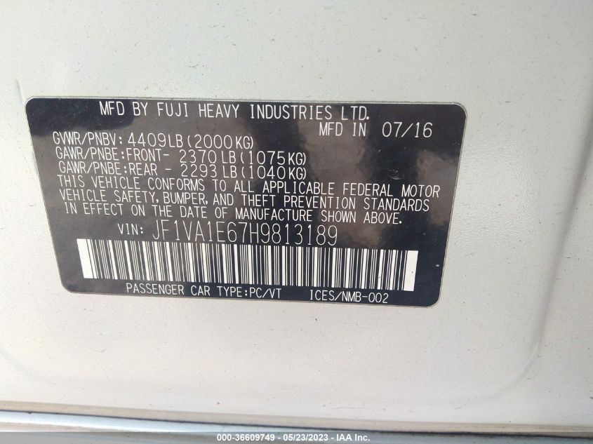 2017 SUBARU WRX PREMIUM - JF1VA1E67H9813189